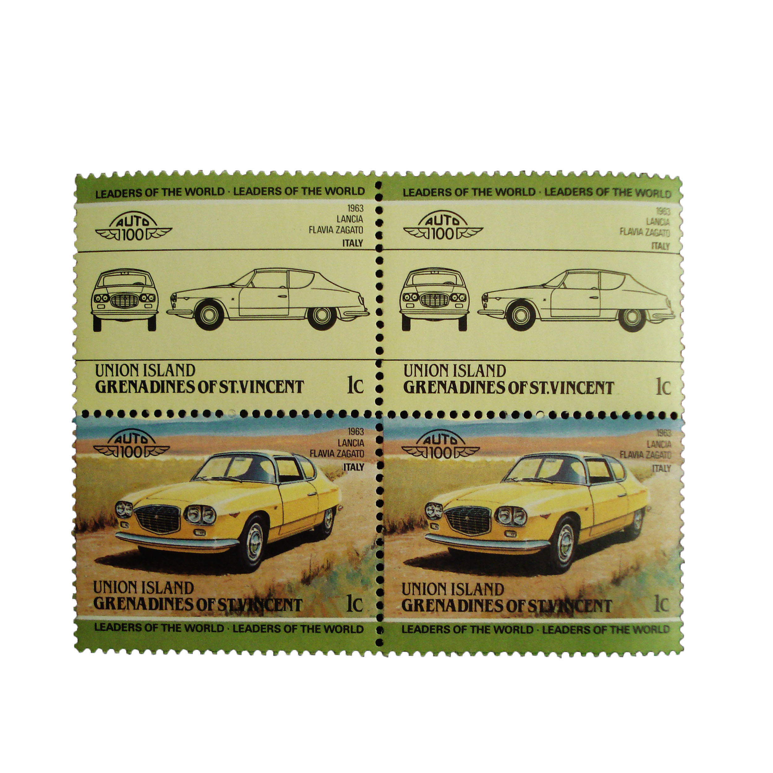 تمبر یادگاری طرح اتومبیل مدل FLAVIA ZAGATO کد TAM-t6 مجموعه 4 عددی 