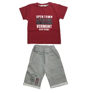  ست تی شرت و شلوارک پسرانه طرح openTown کد 1862 رنگ قرمز