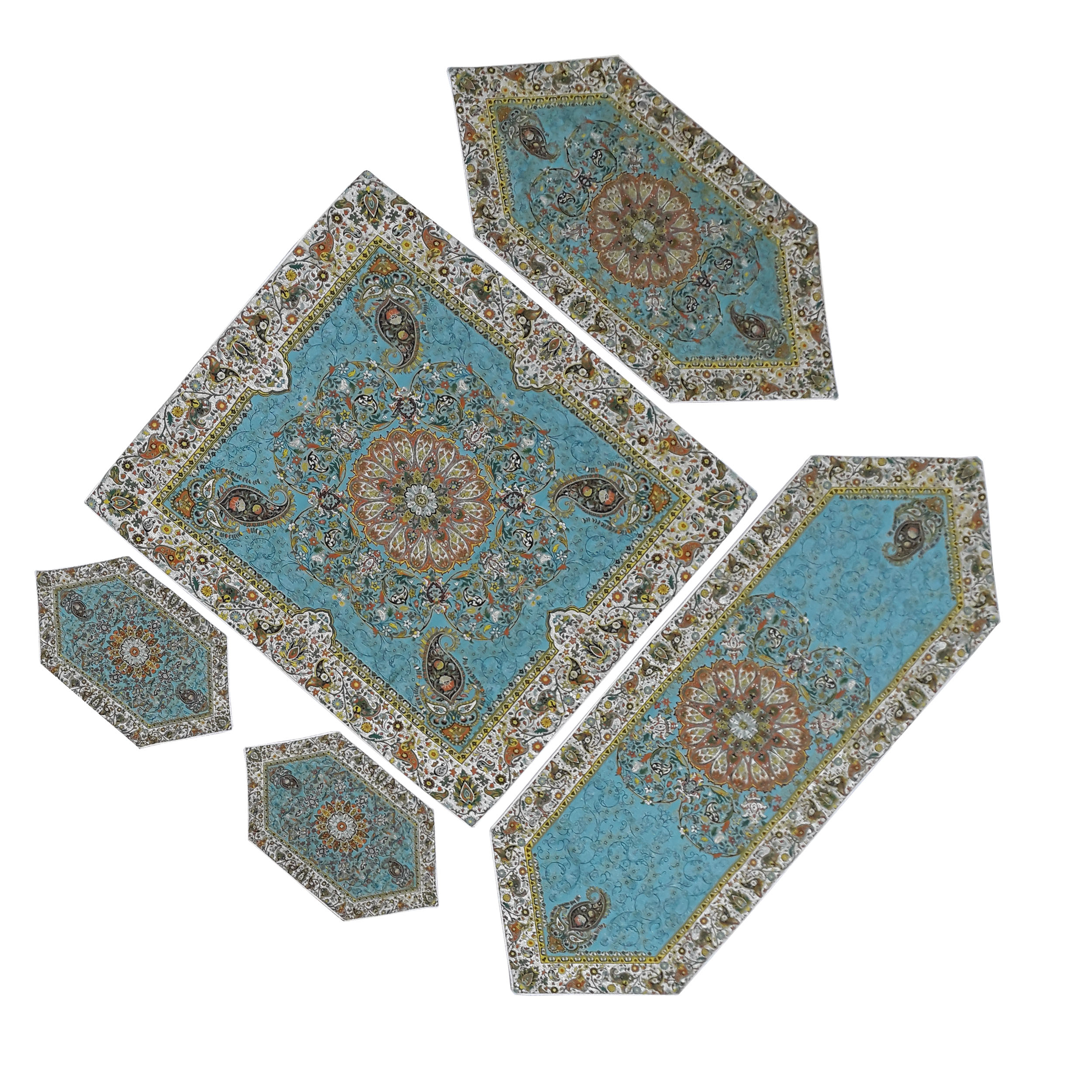 ست 5 تکه رومیزی ترمه مدل راغبی یزد کد TA-9020