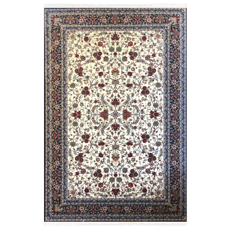 فرش ماشینی ستاره کویر یزد مدل شاهکارنوین کد n-110 زمینه کرم