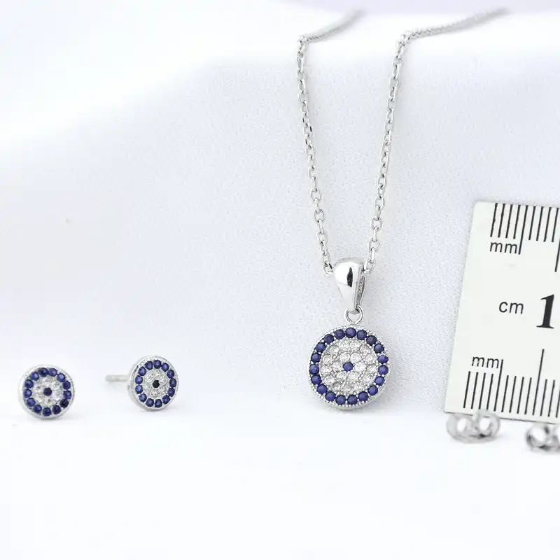 نیم ست نقره زنانه طرح چشم و نظر مدل edn4509