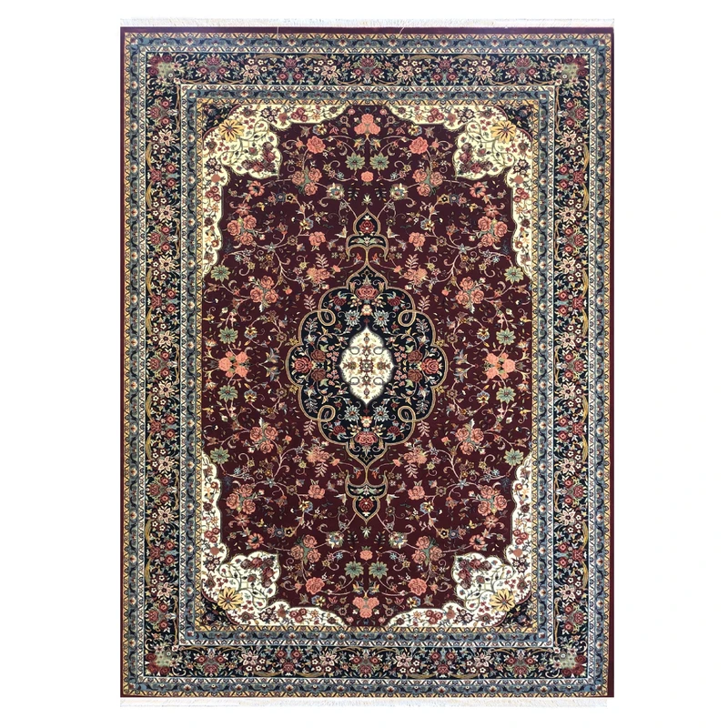 فرش ماشینی ستاره کویر یزد مدل شاهکارنوین کد n-83 زمینه لاکی