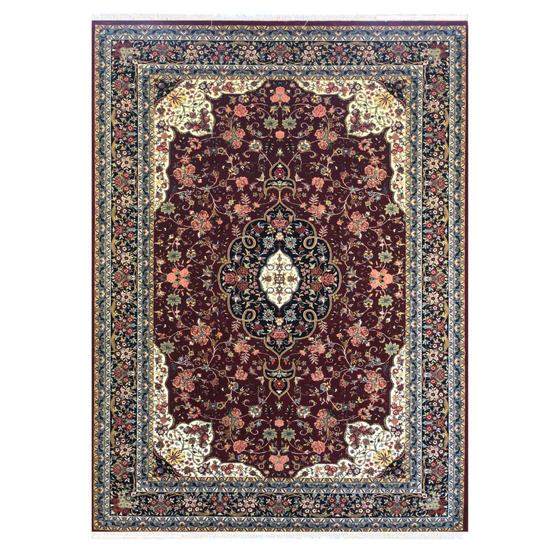 فرش ماشینی ستاره کویر یزد مدل شاهکارنوین کد n-83 زمینه لاکی