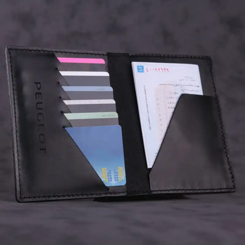 کیف مدارک چرم ماکان طرح پژو کد km-01