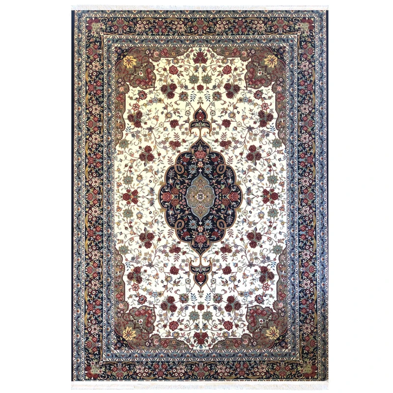 فرش ماشینی ستاره کویر یزد مدل شاهکارنوین کد n-83 زمینه کرم