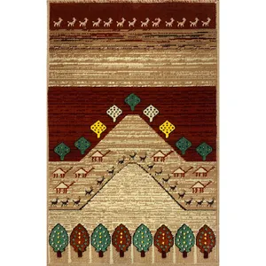 فرش ماشینی مهستان مدل کیلیم کد KILIM10 زمینه شتری