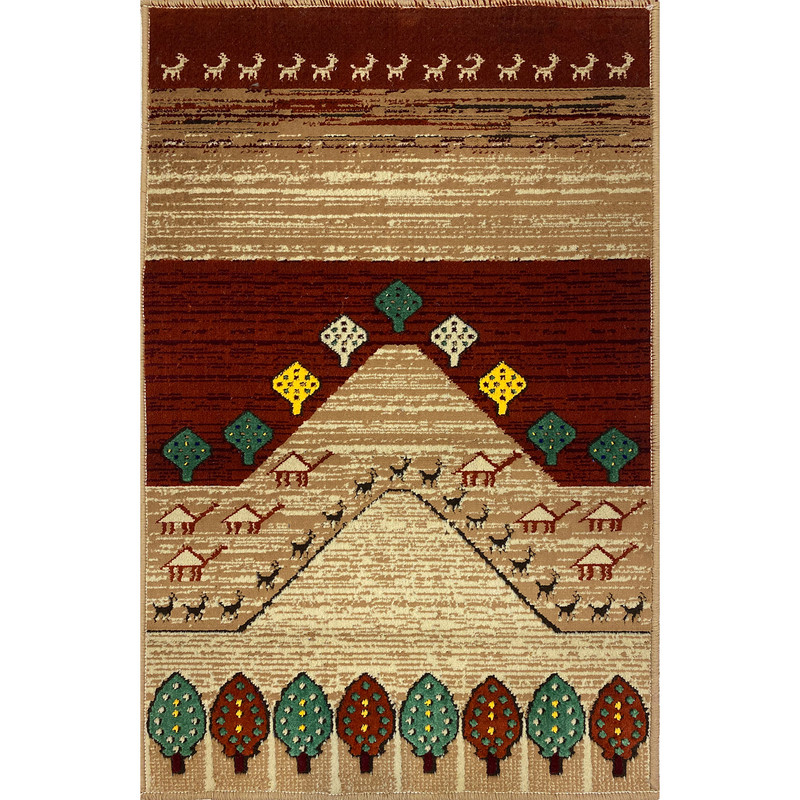 فرش ماشینی مهستان مدل کیلیم کد KILIM10 زمینه شتری