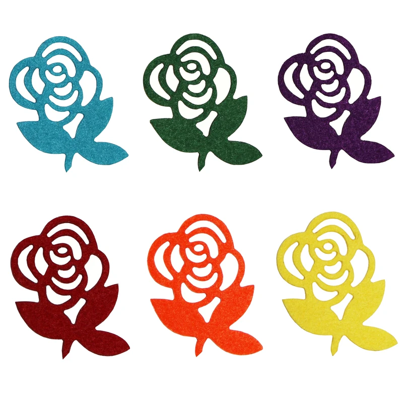 الگو نمد طرح گل رز مدل ONRose06 بسته 6 عددی