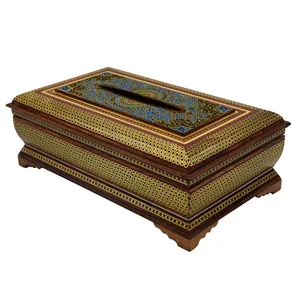 جعبه دستمال کاغذی خاتم کاری طرح اسلیمی کد 470