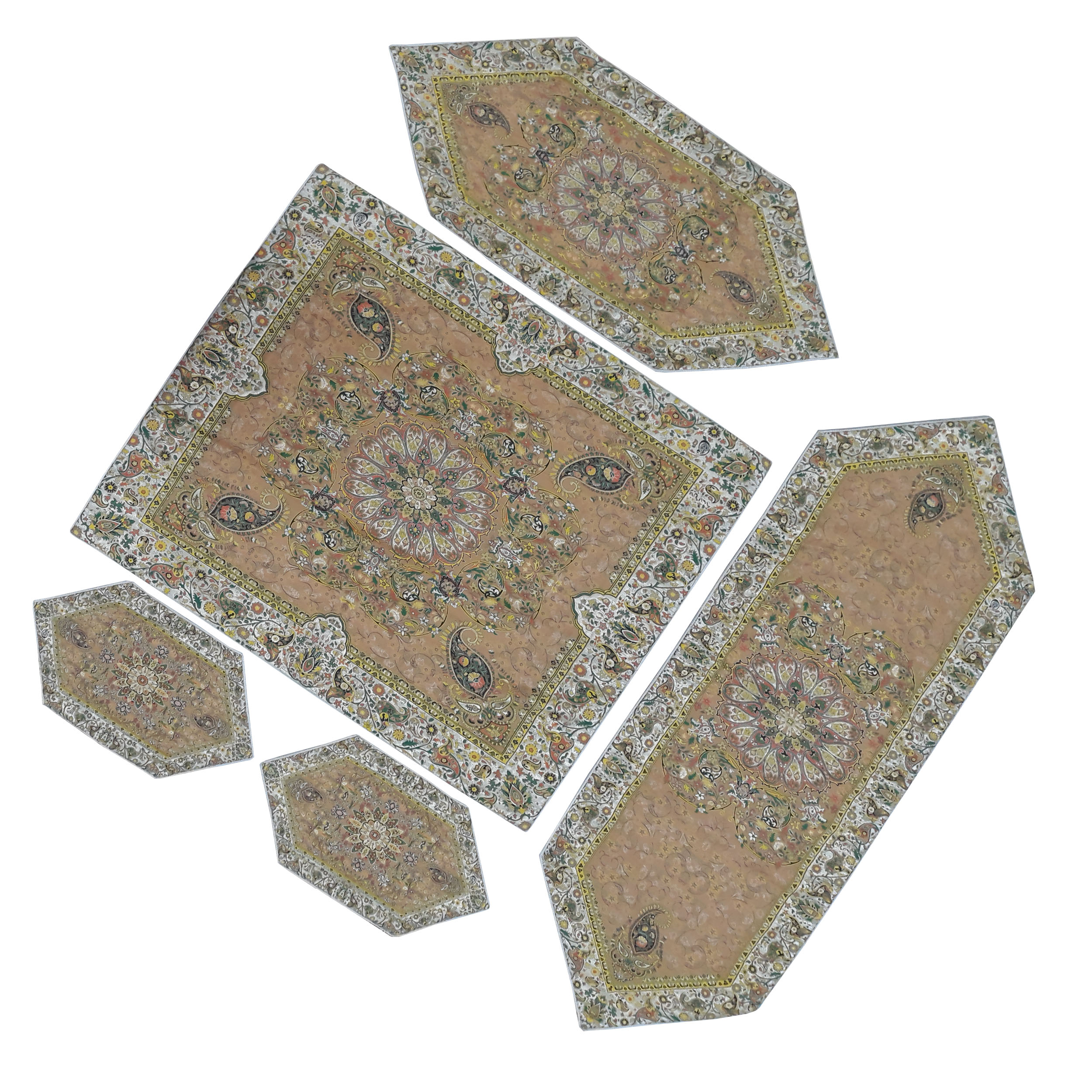 ست 5 تکه رومیزی ترمه مدل راغبی یزد کد TA-9021