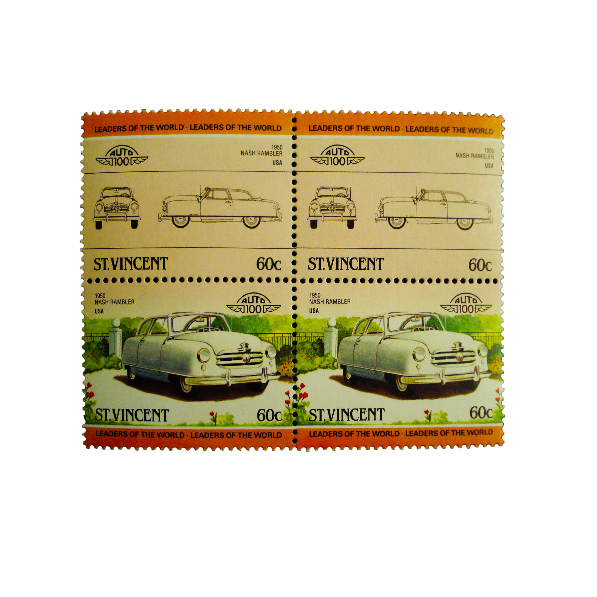 تمبر یادگاری طرح اتومبیل مدل NASH RAMBLER مجموعه 4 عددی 