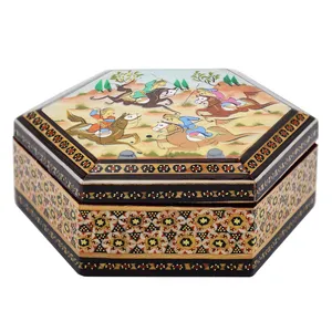 جعبه جواهرات خاتم کاری طرح چوگان کد 479