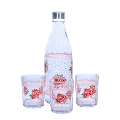 ست بطری و لیوان مدل رز گلد مجموعه 4 عددی