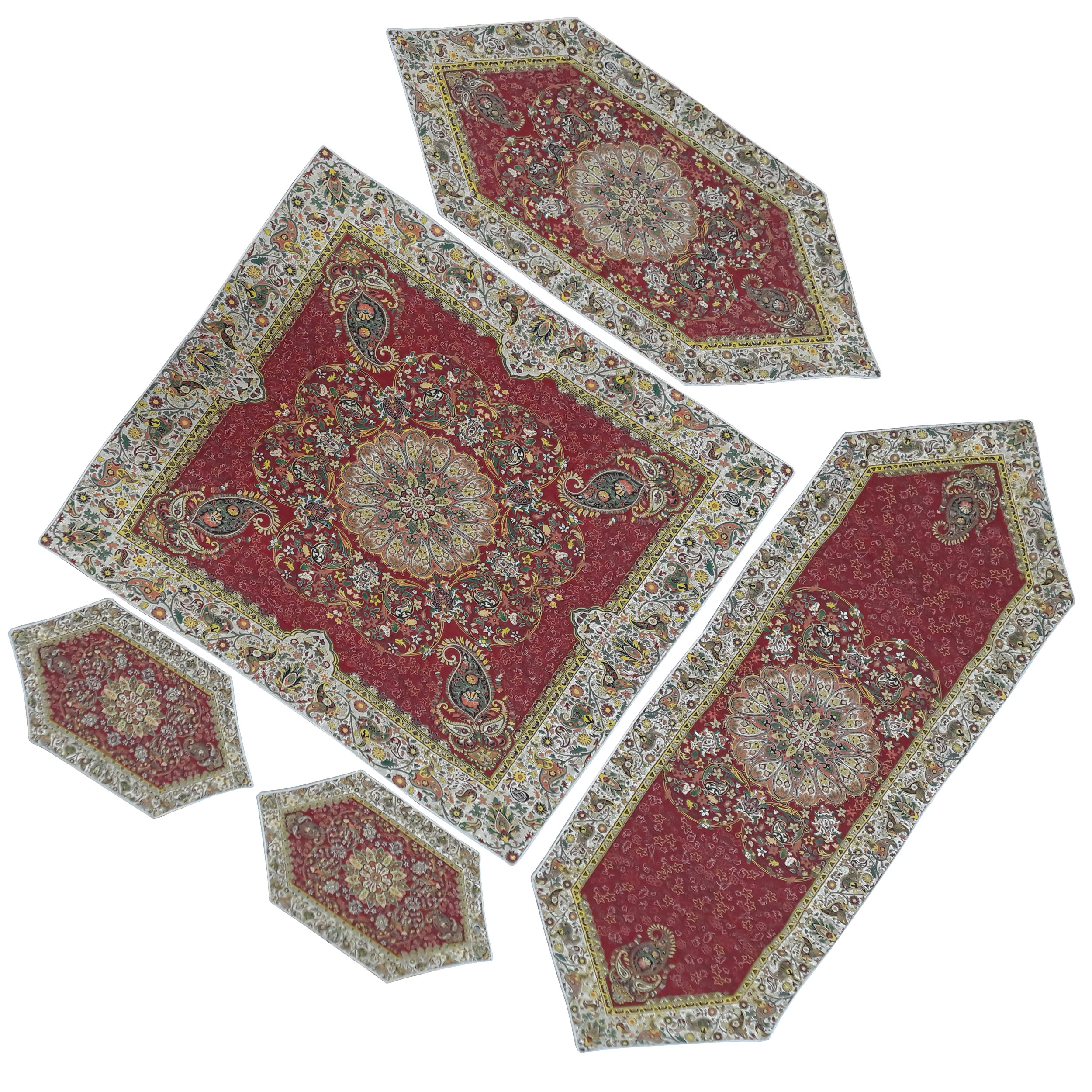 ست 5 تکه رومیزی ترمه مدل راغبی یزد کد TA-9022 
