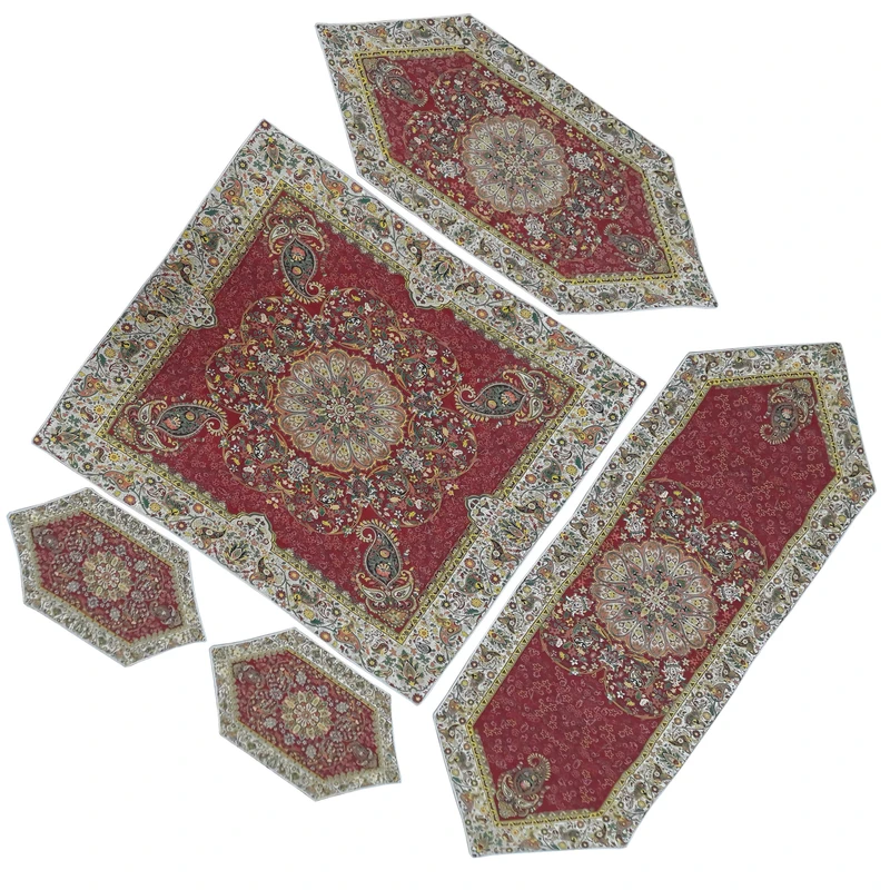 ست 5 تکه رومیزی ترمه مدل راغبی یزد کد TA-9022