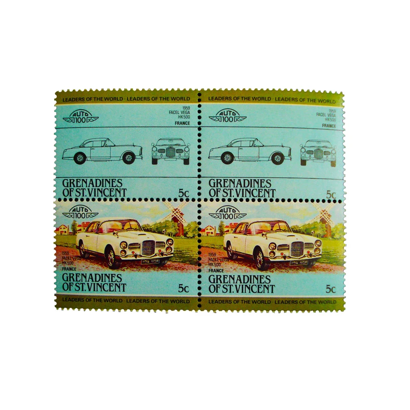 تمبر یادگاری طرح اتومبیل مدل FACEL VEGA کد t12 مجموعه 4 عددی
