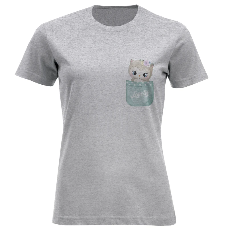 تیشرت آستین کوتاه زنانه طرح جغد کد F499