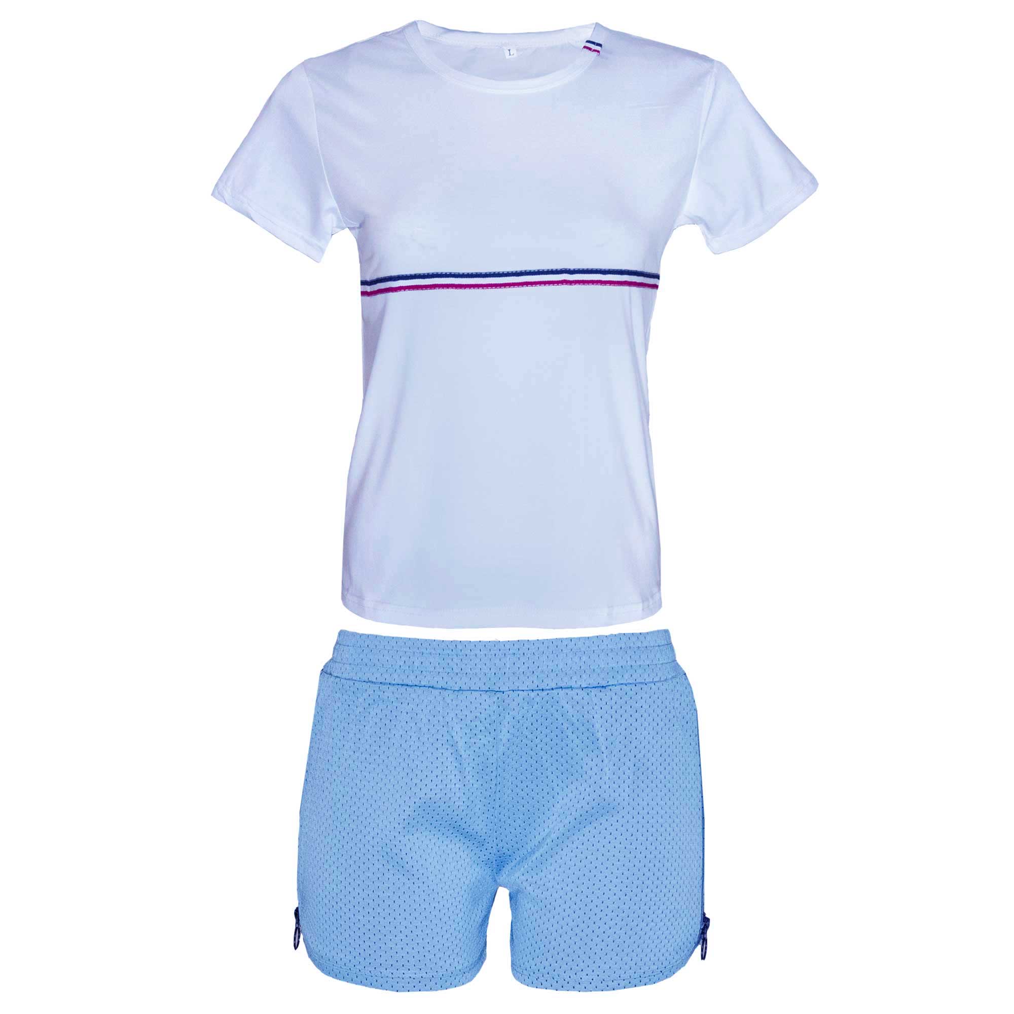ست تی شرت و شلوارک ورزشی زنانه کد 24-1148