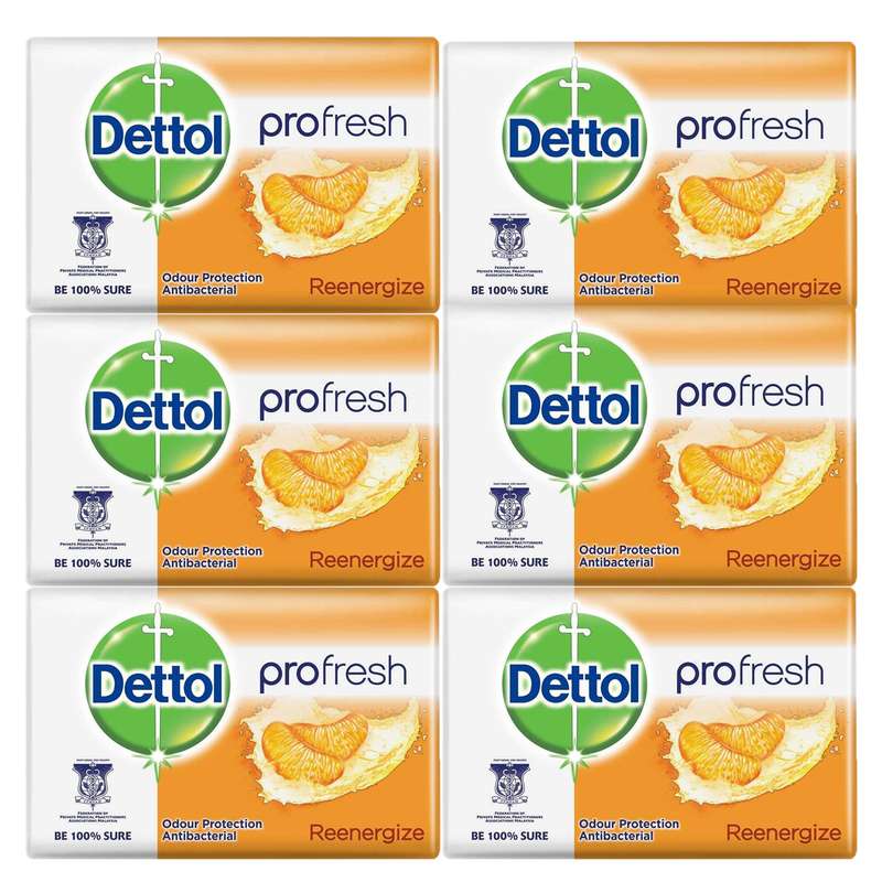 صابون ضدباکتری دتول مدل Profresh Re-energize کد 3060666 وزن 65 گرم بسته 6 عددی