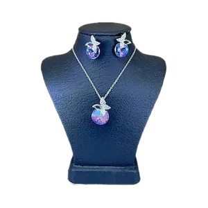 نیم ست نقره زنانه سواروسکی مدل  پروانه کد 11083