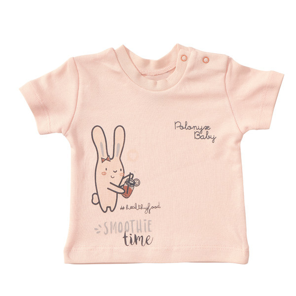 تی شرت آستین کوتاه نوزادی دخترانه پولونیکس طرح اسموتی کد 017