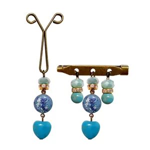 ست سنجاق سینه و گیره روسری طرح قلب کد PM448