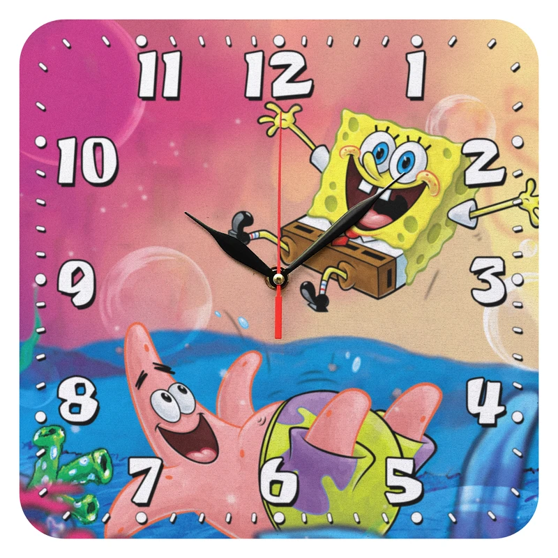 ساعت دیواری کودک مدل 1056 طرح باب اسفنجی و پاتریک