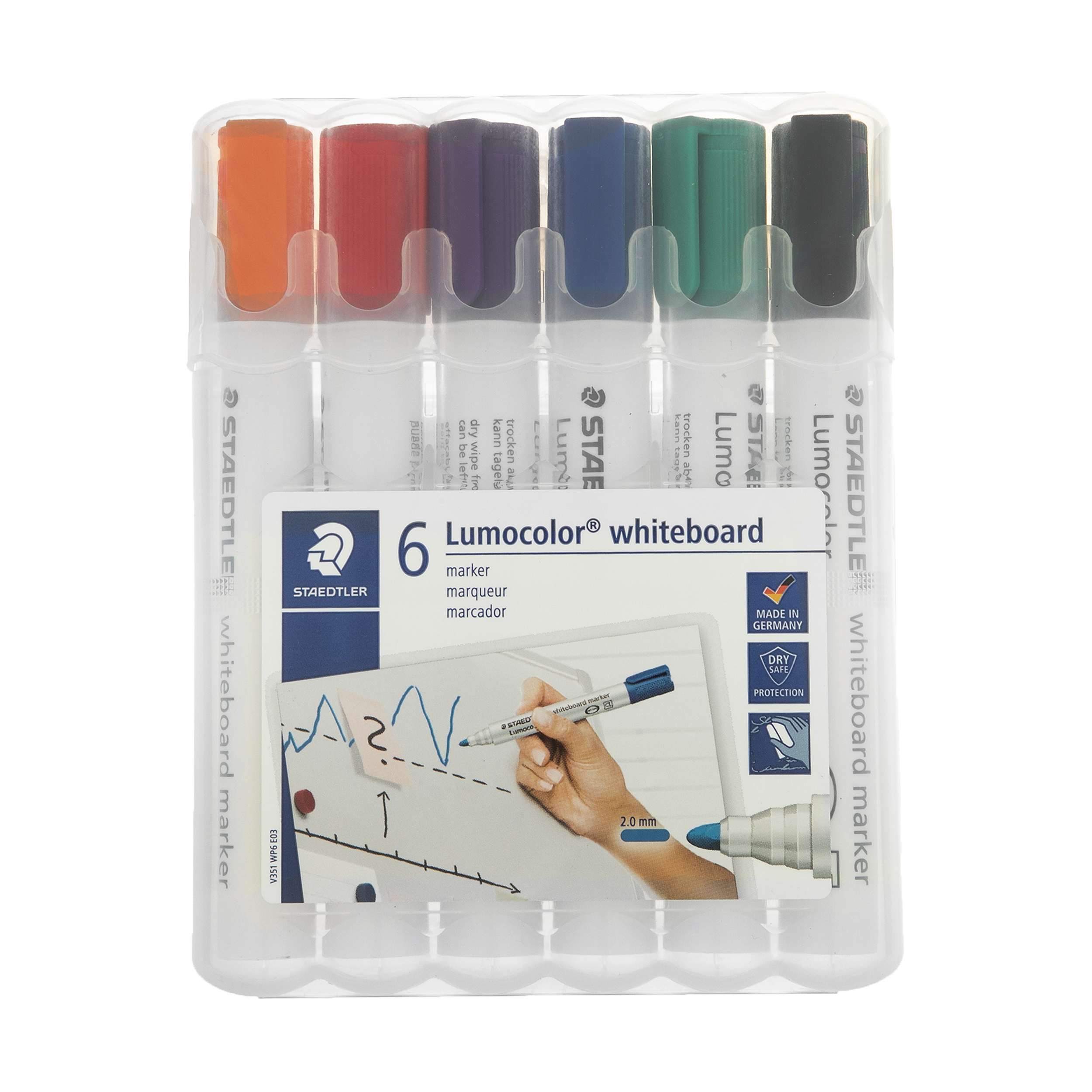 ماژیک وایت برد 6 رنگ استدلر مدل Lumocolor