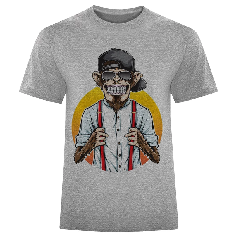 تیشرت آستین کوتاه مردانه طرح میمون کلاهدار کد F386