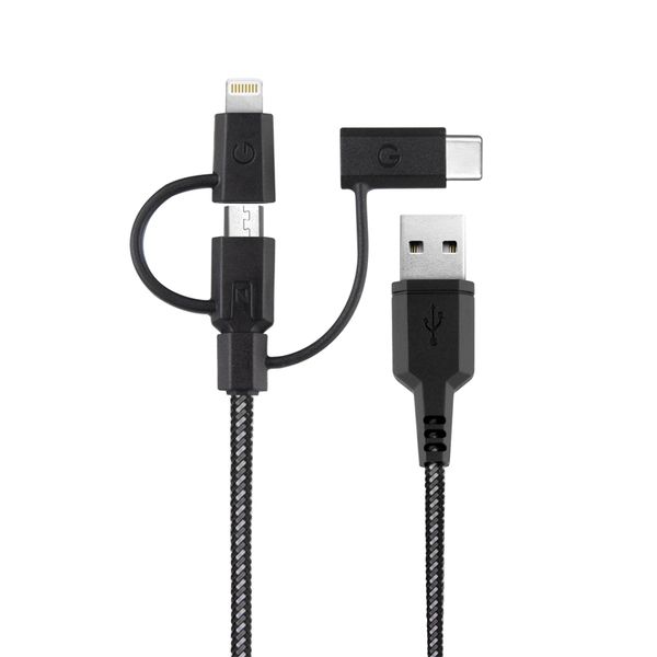 کابل تبدیل USB به microUSB/ لایتنینگ/ USB-C انرجیا مدل Nylotough طول 0.3 متر کابل تبدیل USB به microUSB/ لایتنینگ/ USB-C انرجیا مدل Nylotough طول 0.3 متر
