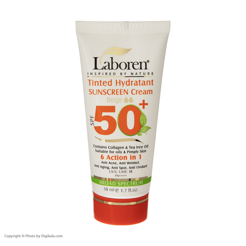 کرم ضد آفتاب رنگی صورت لابورن SPF 50 مدل 02  ‌مناسب برای چرب حجم 50 میلی‌لیتر