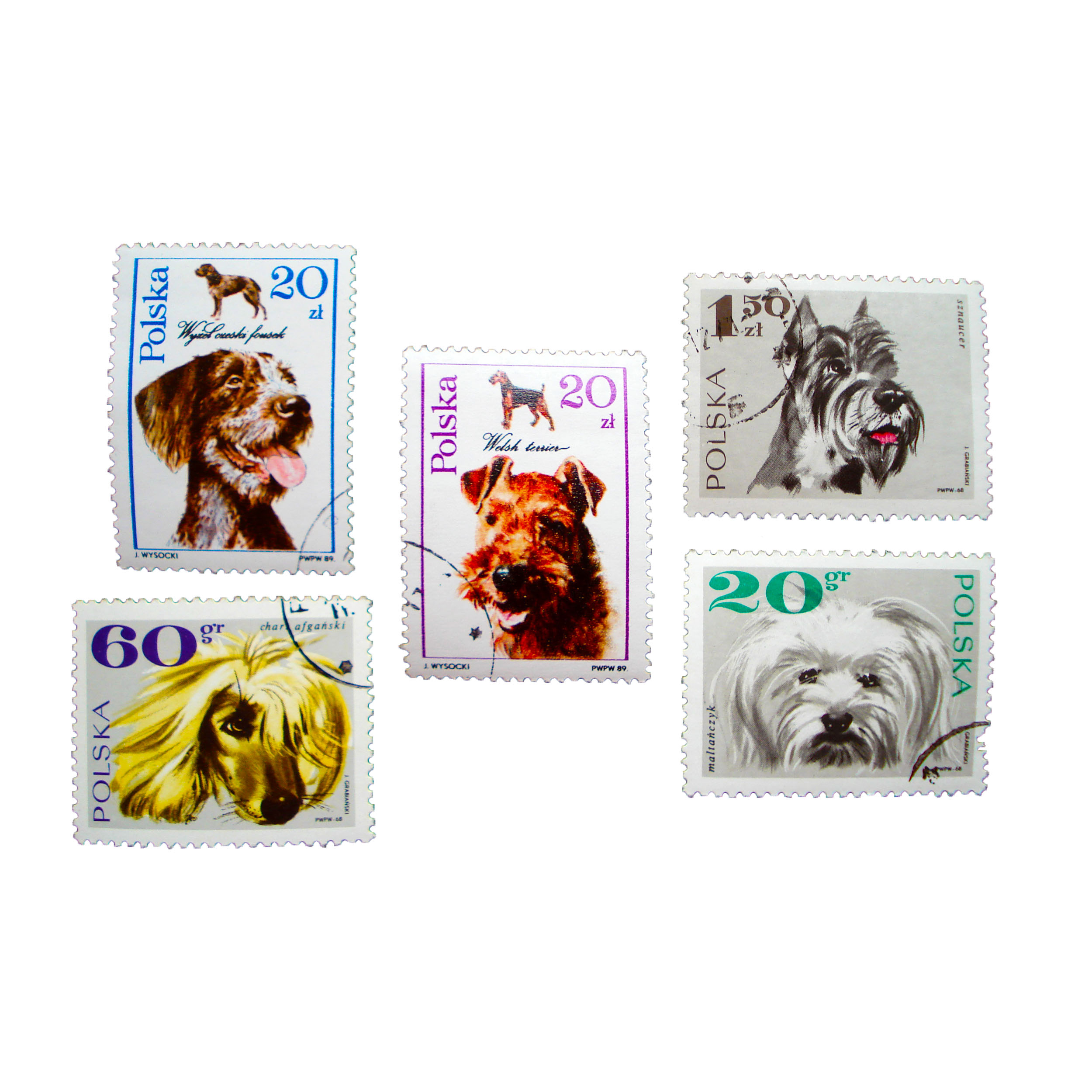 تمبر یادگاری سری حیوانات مدل DOG POLSKA مجموعه 5 عددی 