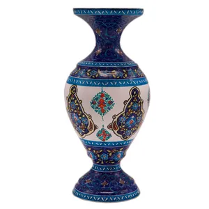 گلدان میناکاری مسی مرتضی اسماعیلی طرح ترنج کد 486