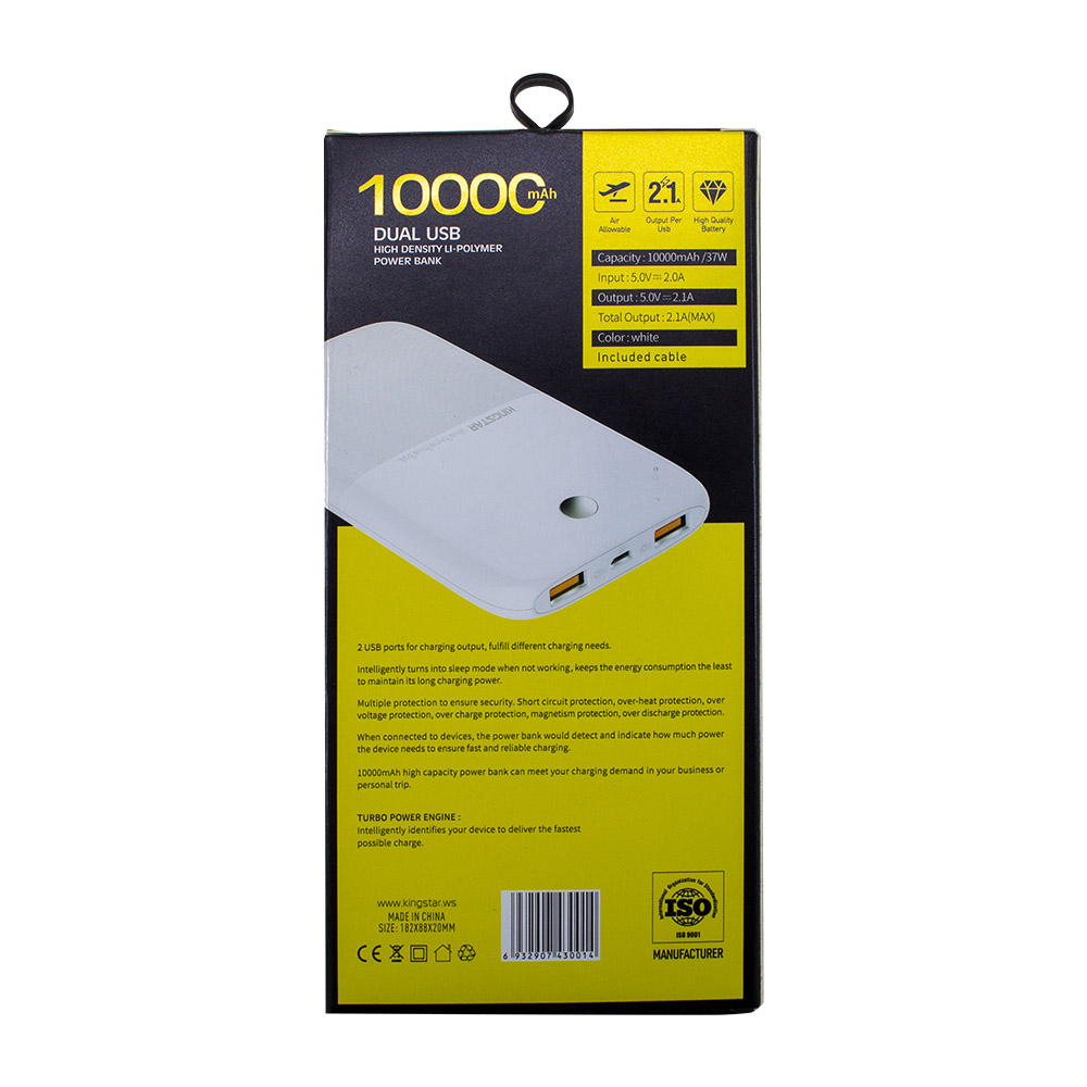 شارژر همراه کینگ استار مدل KP102 ظرفیت 10000 میلی آمپر ساعت