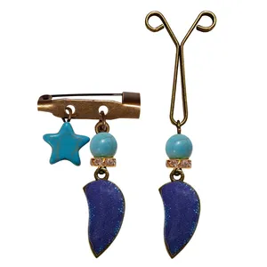 ست گل سینه و گیره روسری مدل پروانه کد PM ST 33