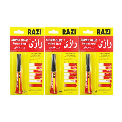 چسب قطره ای رازی مدل Super Glue حجم 3 میلی لیتر بسته 3 عددی 