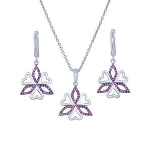 نیم ست نقره زنانه طرح گلبرگ مدل یاسمین کد DS317