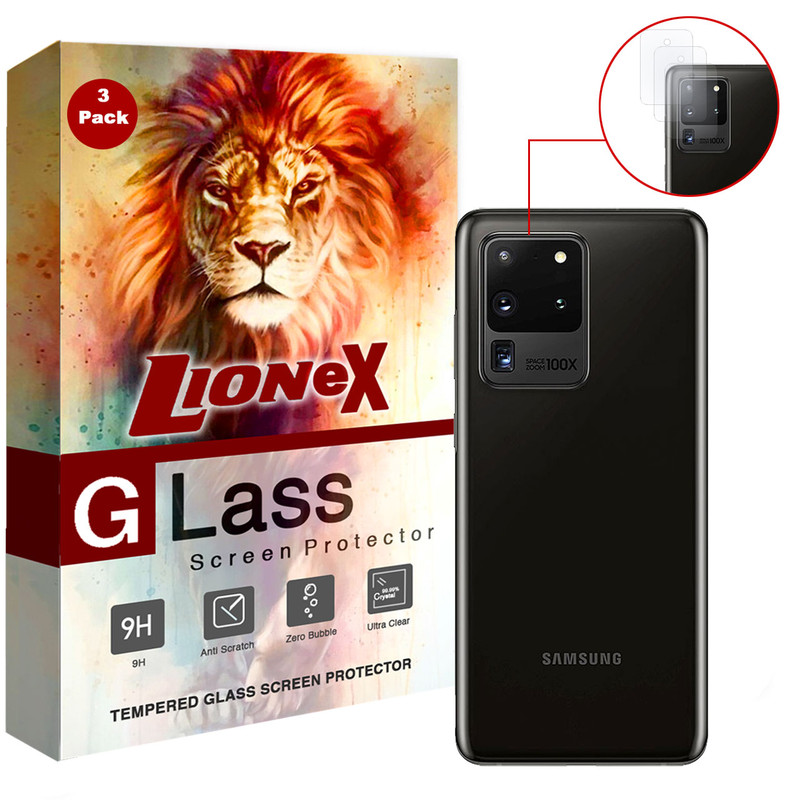 محافظ لنز دوربین لایونکس مدل UTFS مناسب برای گوشی موبایل سامسونگ Galaxy S20 Ultra بسته سه عددی