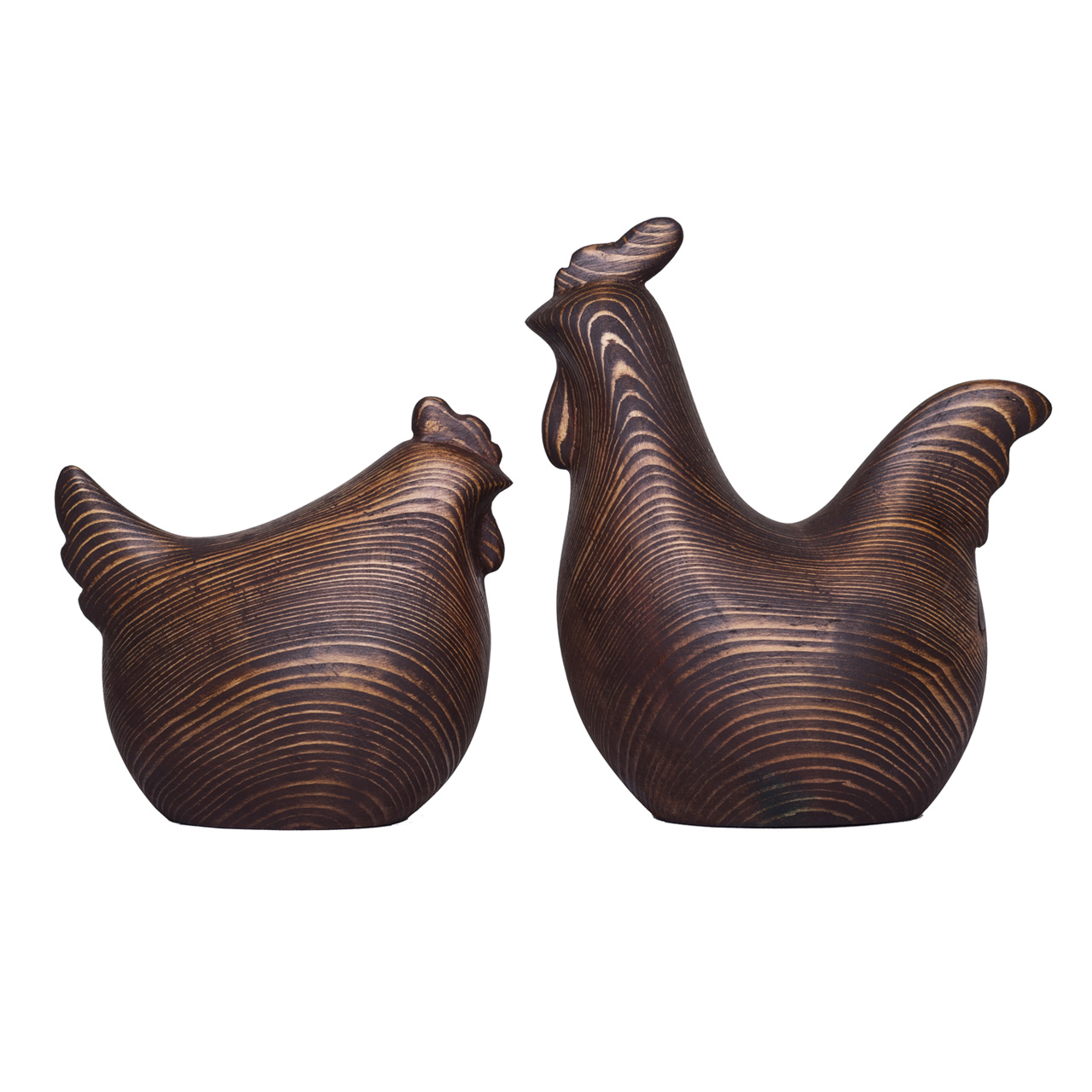 خرید مجسمه چوبی مدل مرغ و خروس مجموعه ۲ عددی