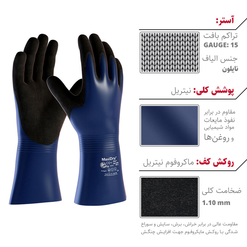 دستکش ایمنی ای تی جی مدل مکسی درای پلاس 530-56 سایز 7 دستکش ایمنی ای تی جی مدل مکسی درای پلاس 530-56 سایز 7