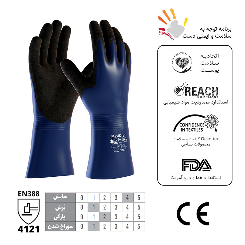 دستکش ایمنی ای تی جی مدل مکسی درای پلاس 530-56 سایز 7 دستکش ایمنی ای تی جی مدل مکسی درای پلاس 530-56 سایز 7