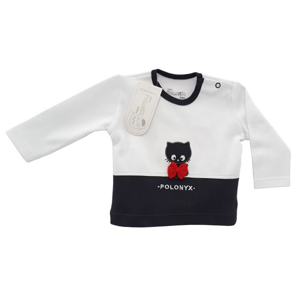 تی شرت آستین بلند نوزادی پسرانه پولونیکس طرح گربه کد 06  -  - 3