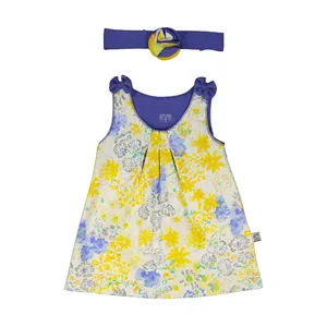 ست پیراهن و هدبند نوزادی دخترانه کد NNR_2_002