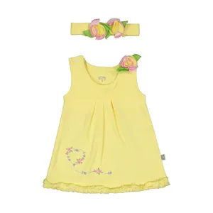 ست پیراهن و هدبند نوزادی دخترانه کد NNR_2_001