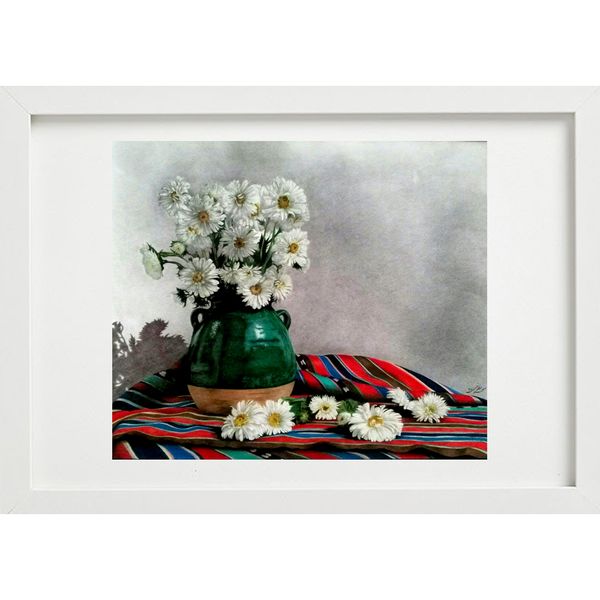 تابلو نقاشی مداد رنگ طرح گل مینا کد PS_002