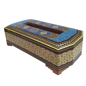 جعبه دستمال کاغذی خاتم کاری مدل تذهیب کد 88