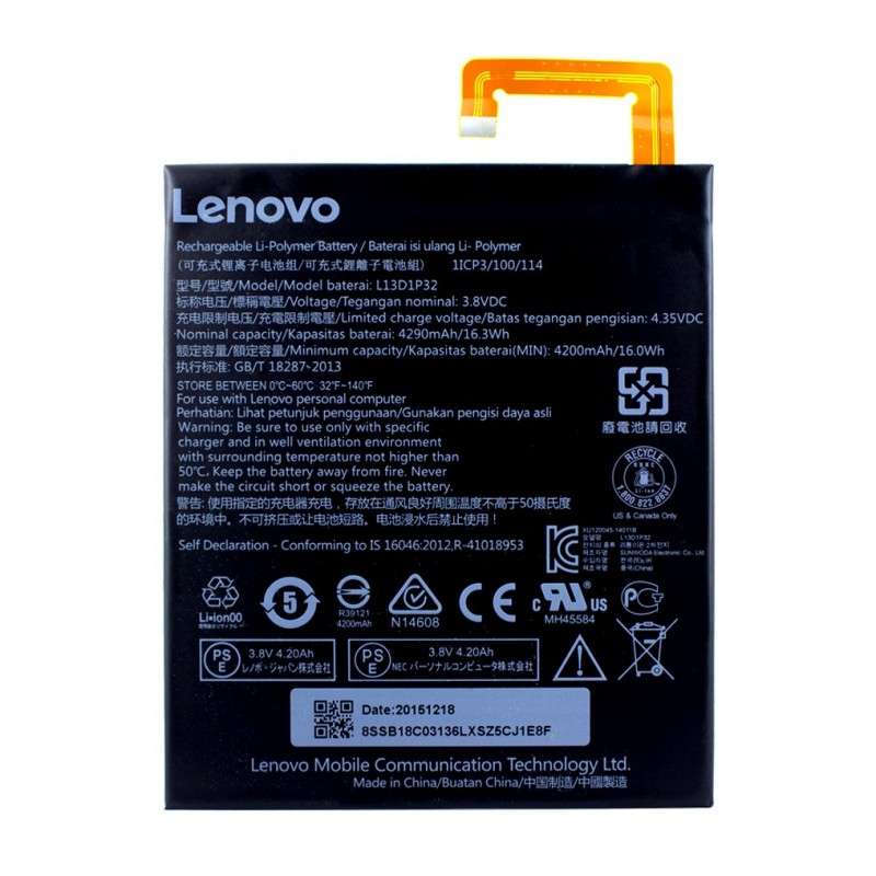 باتری تبلت مدل L13D1P32 با ظرفیت 4290 میلی آمپر مناسب برای لنوو Ideapad A8-50 A5500 باتری تبلت مدل L13D1P32 با ظرفیت 4290 میلی آمپر مناسب برای لنوو Ideapad A8-50 A5500