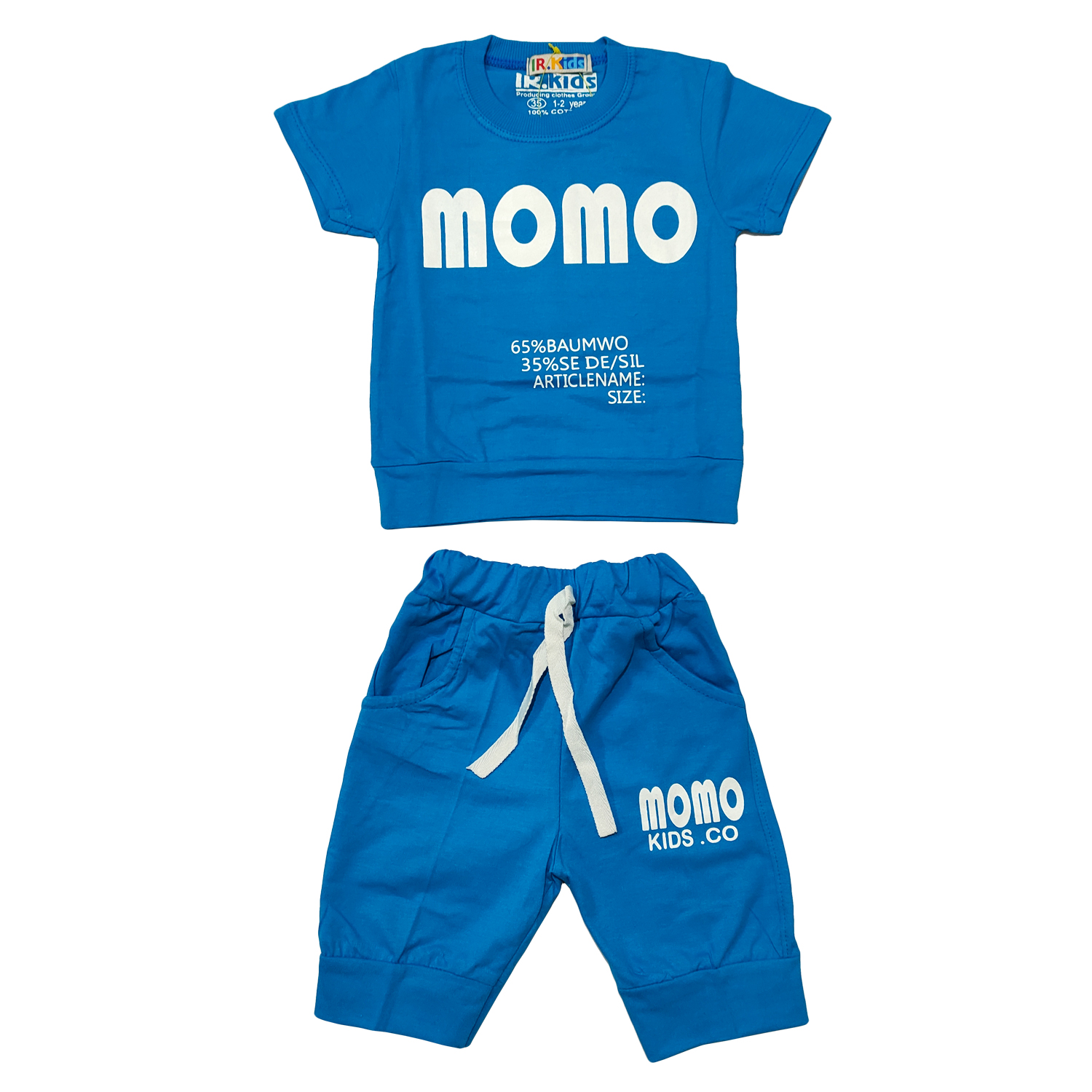 ست تی شرت و شلوارک پسرانه مدل momo کد 04blue