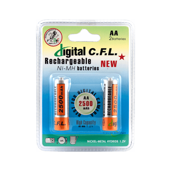 باتری قلمی قابل شارژ دیجیتال سی اف ال مدل CH/2500 بسته 2 عددی