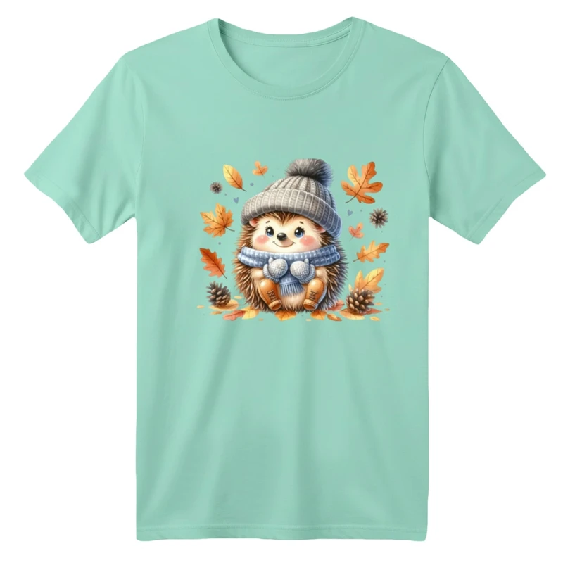 تی شرت آستین کوتاه بچگانه مدل جوجه تیغی پاییز